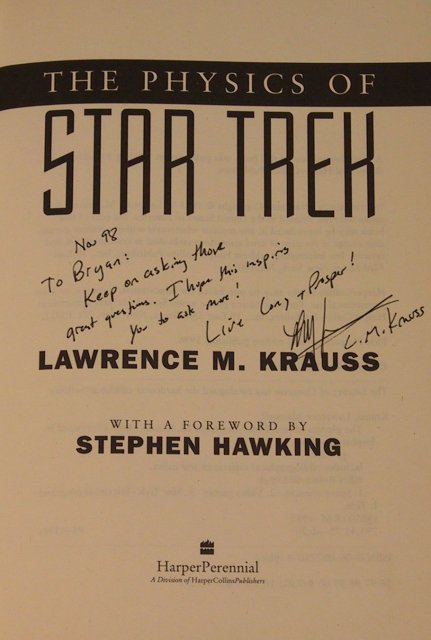 Signed page of The Physics of Star Trek